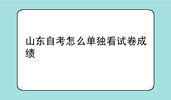 山东自考怎么单独看试卷成绩