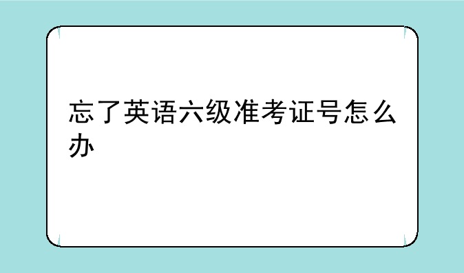忘了英语六级准考证号怎么办