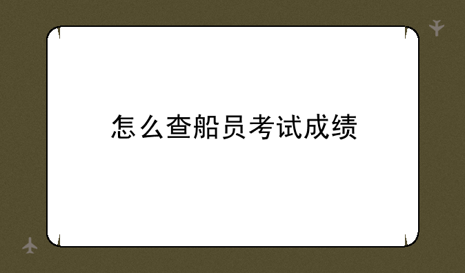 怎么查船员考试成绩