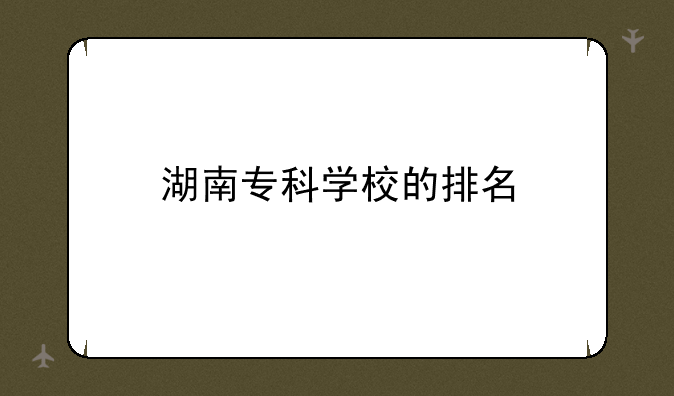湖南专科学校的排名