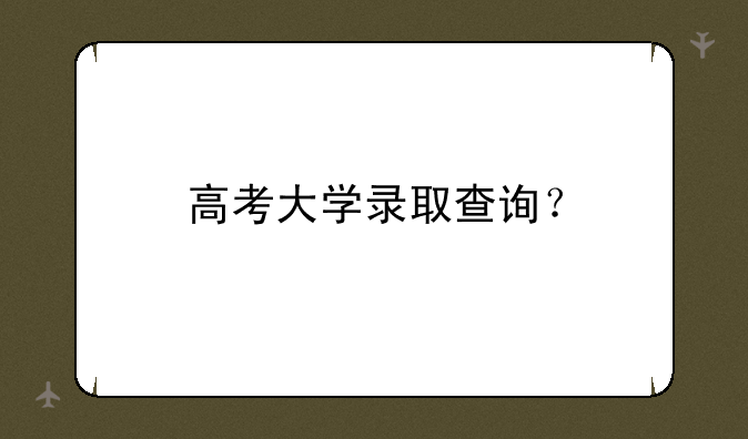 高考大学录取查询？