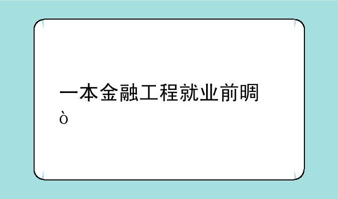 一本金融工程就业前景？