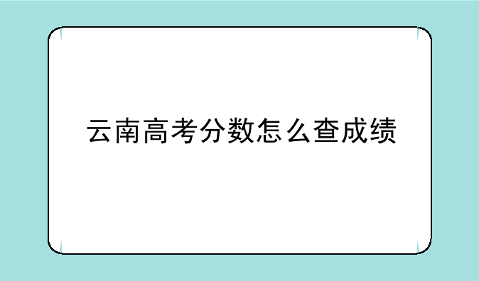 云南高考分数怎么查成绩