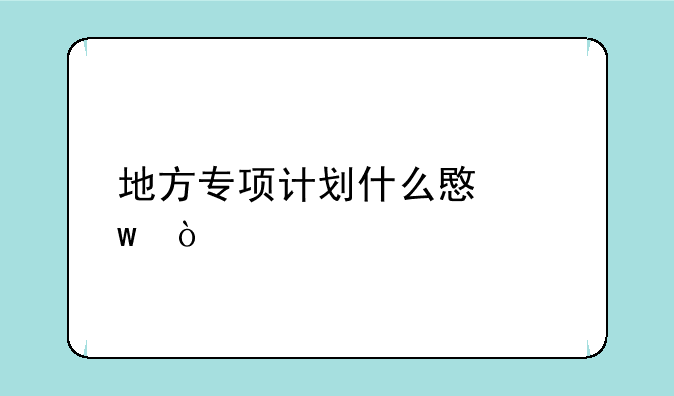 地方专项计划什么意思？