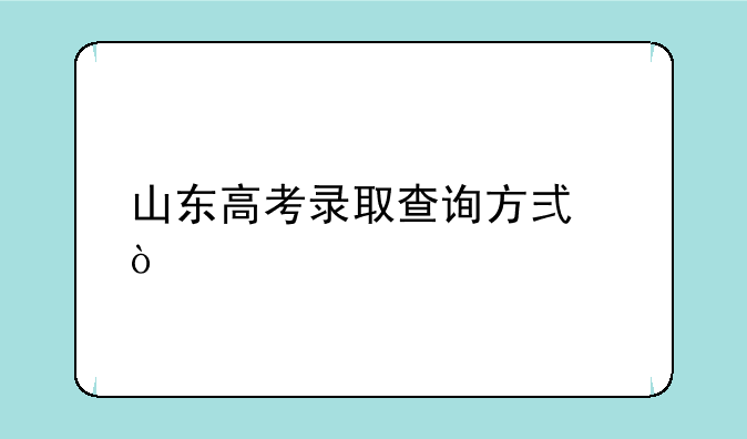 山东高考录取查询方式？