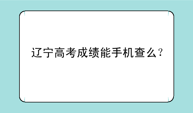 辽宁高考成绩能手机查么？