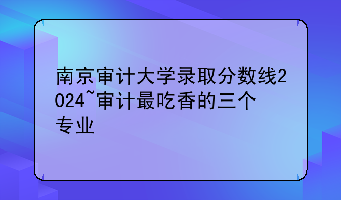 南京审计大学录取分数线2024~审计最吃香的三个专业