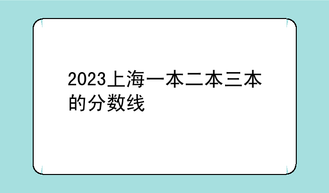 2023上海一本二本三本的分数线