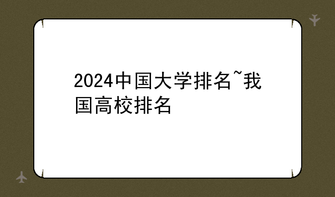 2024中国大学排名~我国高校排名