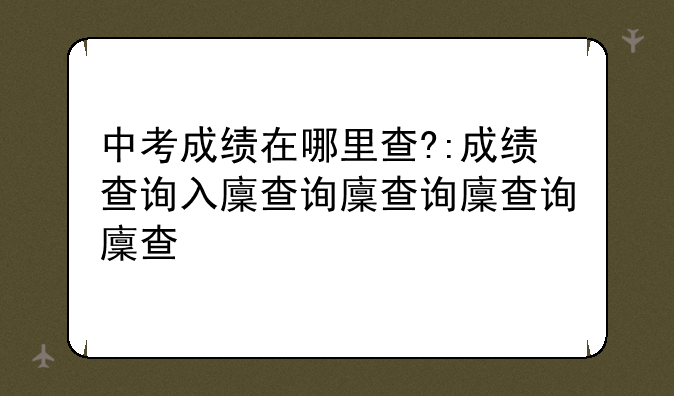 中考成绩在哪里查?:成绩查询入口