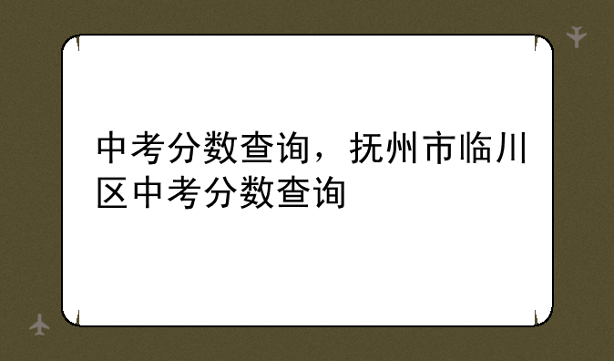 中考分数查询，抚州市临川区中考分数查询