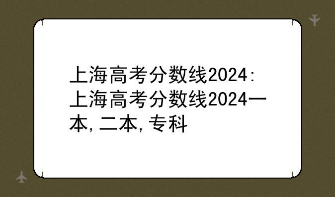 上海高考分数线2024:上海高考分数线2024一本,二本,专科