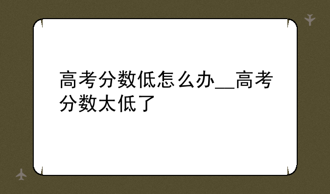 高考分数低怎么办__高考分数太低了