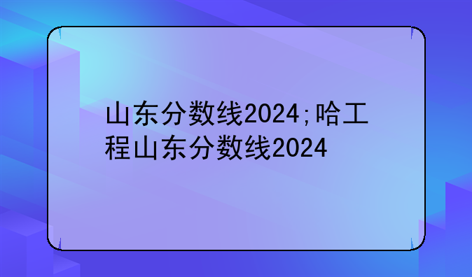 山东分数线2024;哈工程山东分数线2024